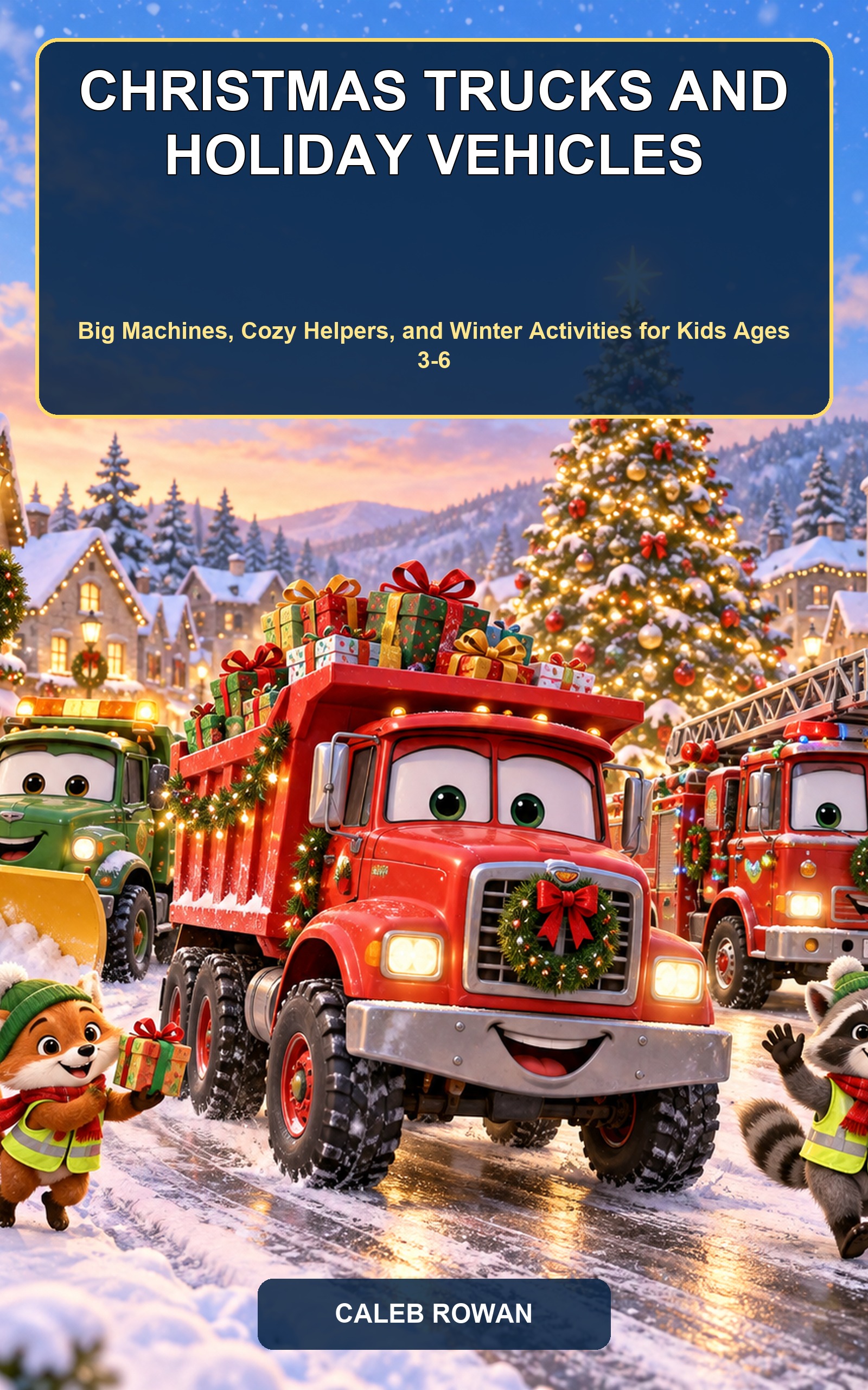Christmas Trucks and Holiday Vehicles coloring book cover