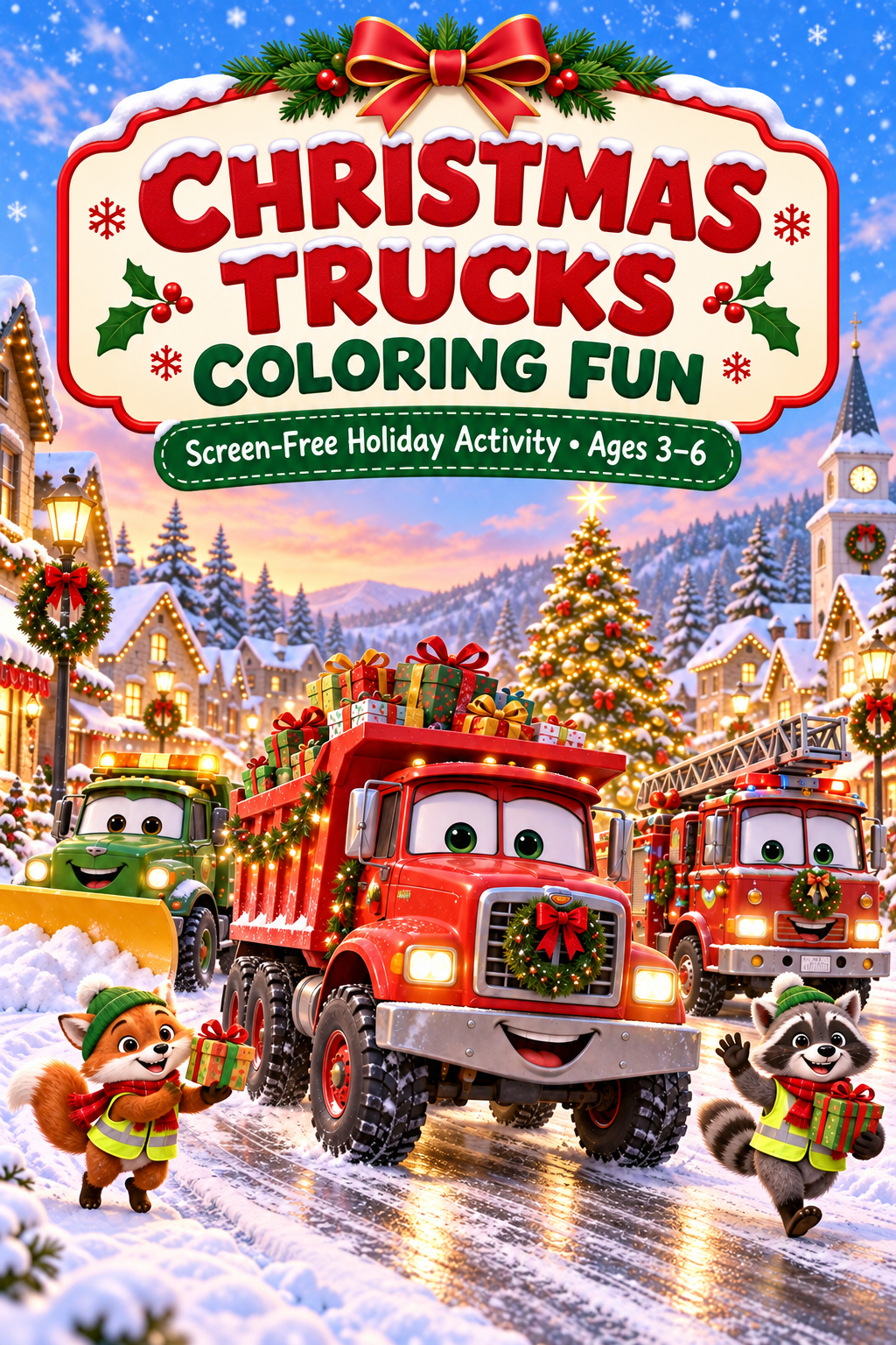 Christmas truck coloring page preview