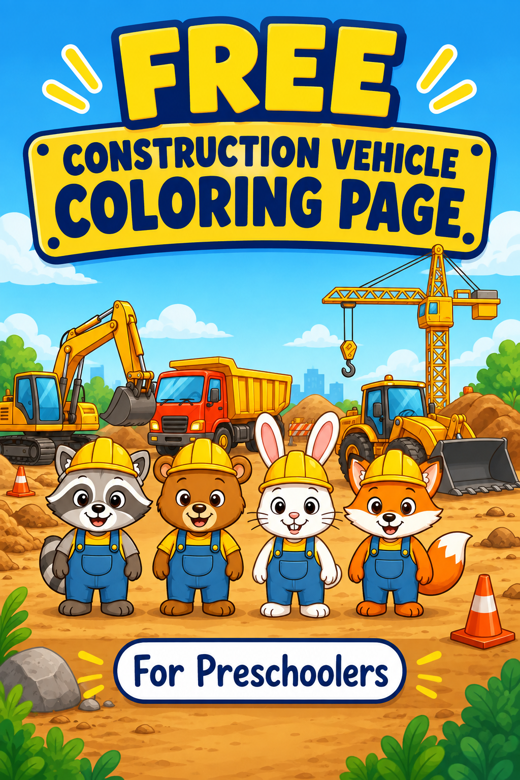 Construction vehicle coloring page preview