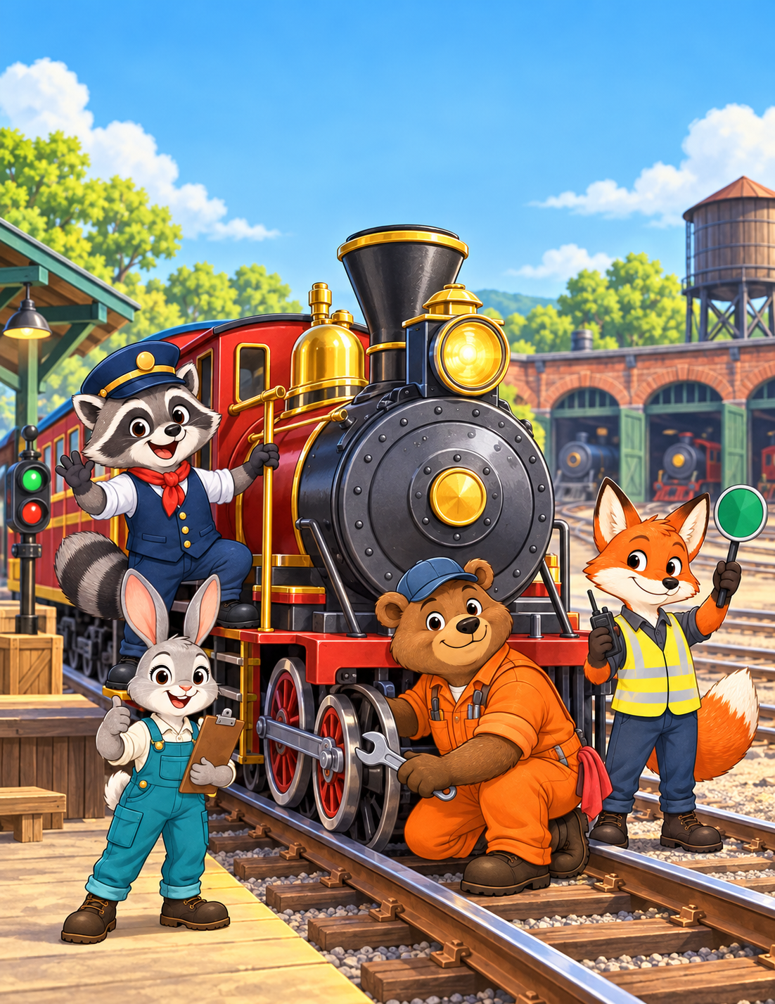 Train Yard Machines trains engines and railway helpers coloring book cover
